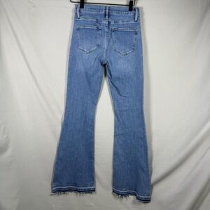 Frame Le Pixie High Flare Jeans, Womens Size 25, frayed hem Wide Boot Dark Wash